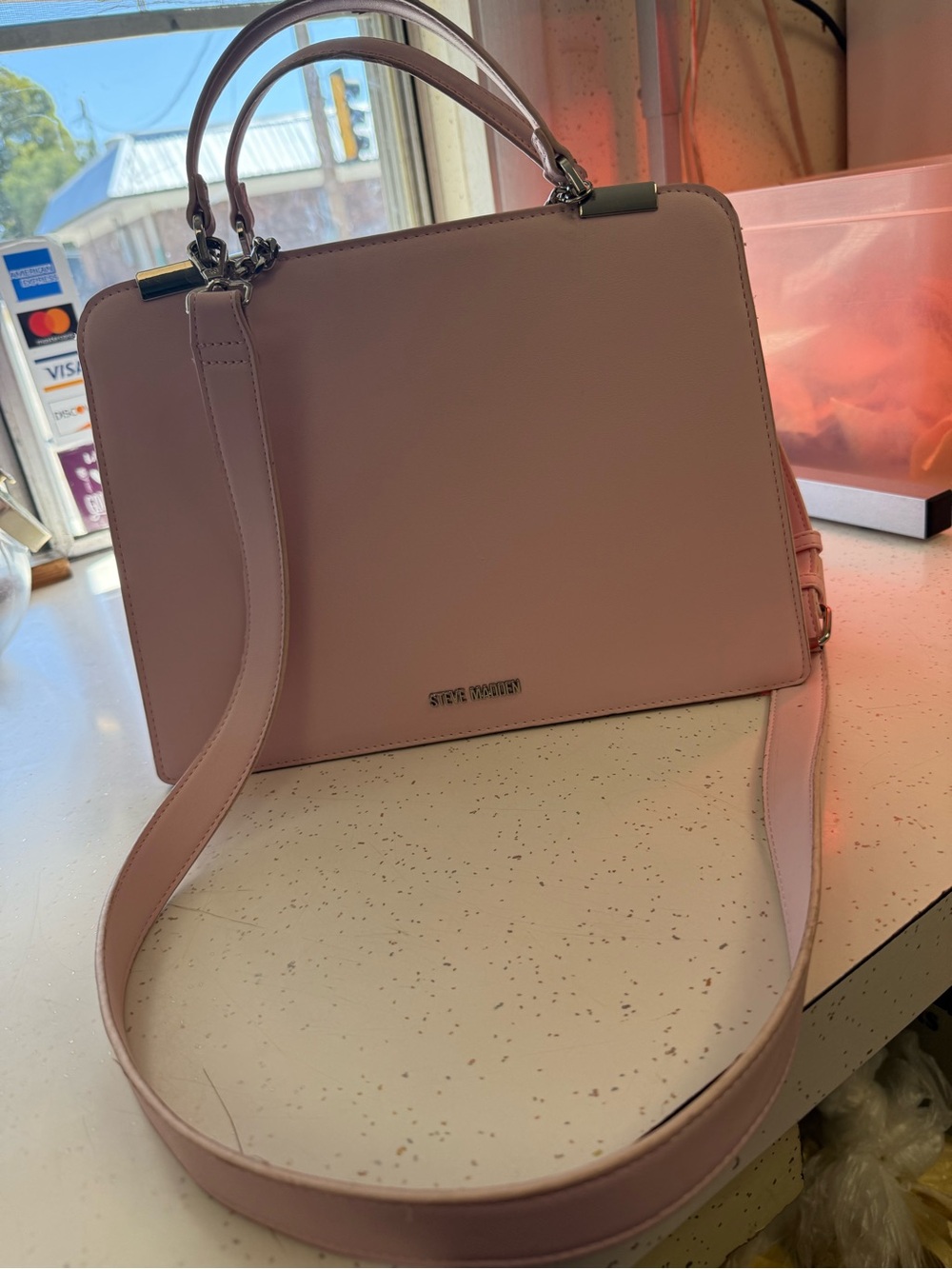 Steve Madden Pink Structured Top-Handle Satchel